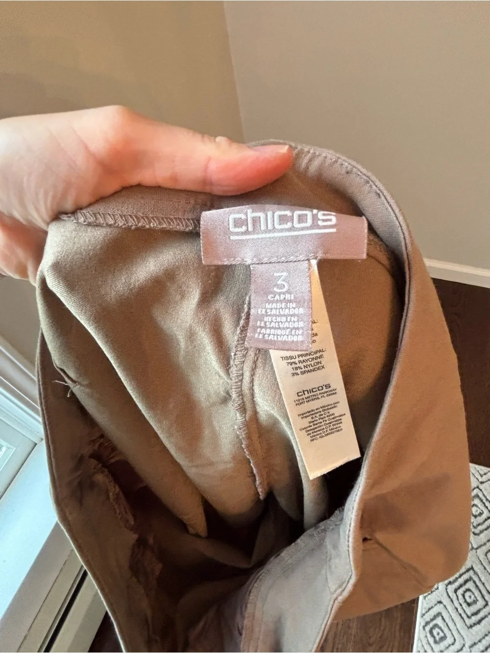 Chico's Taupe Capri Pant Size 3 - Picture 2 of 5